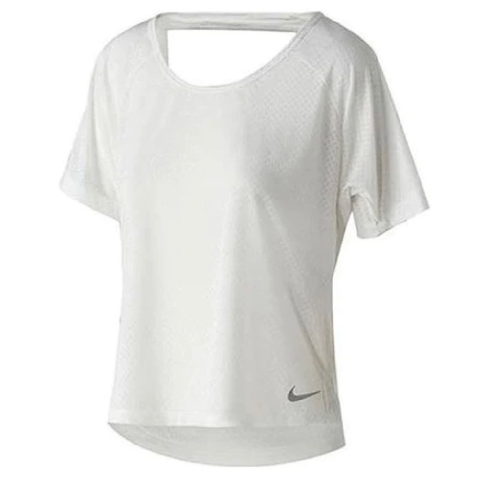 NEW Women's Nike Breathe Miler Running Short Sleeve T-shirt White Large
